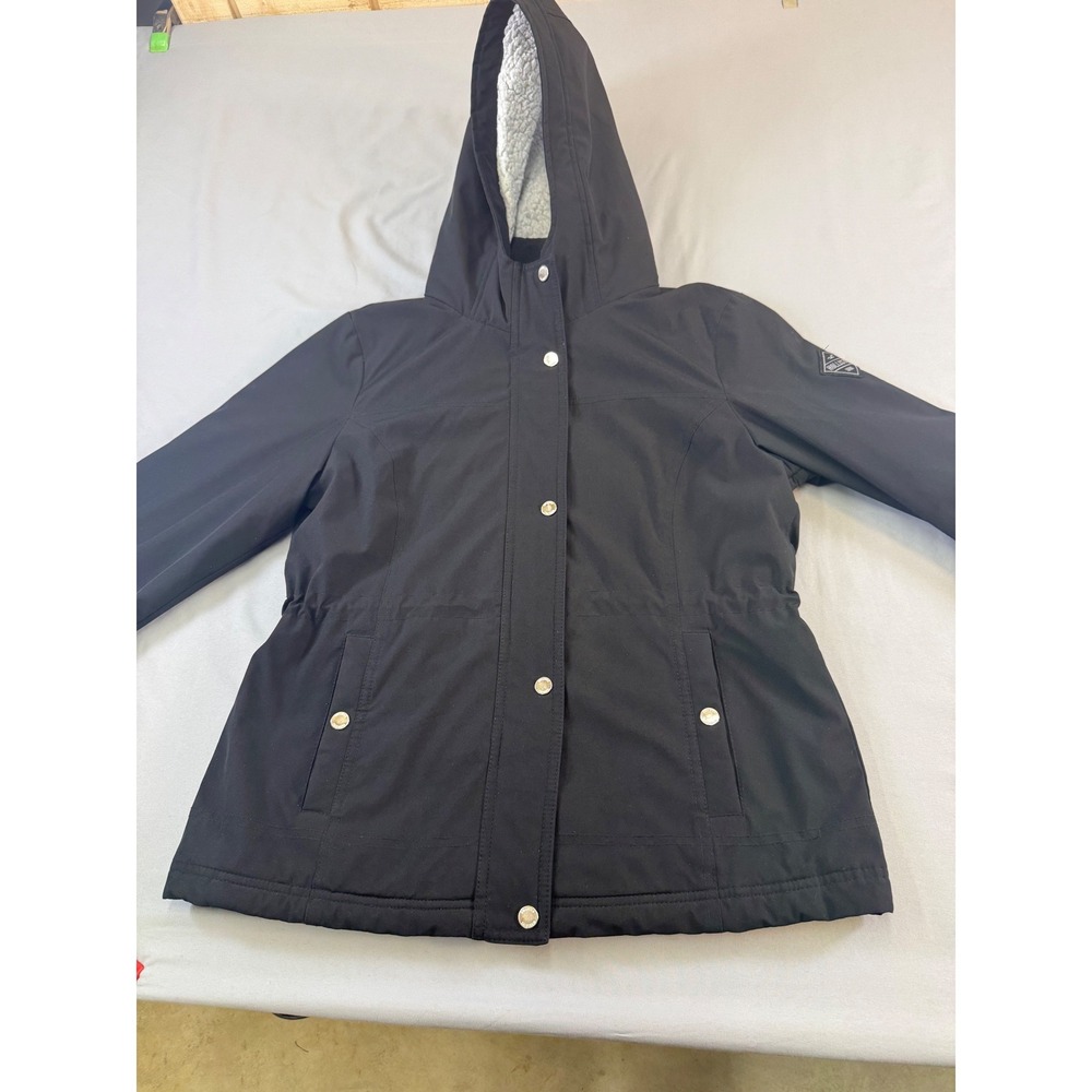 Hollister All Weather Sherpa Lined Hooded Jacket Black Size Medium Recycled Fill